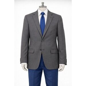 Tommy Hilfiger Blazer Men 44R Gray Wool Blend Sharkskin Two Button Suit Jacket